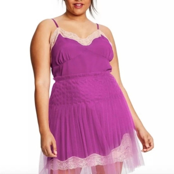 Rodarte for Target Lace Tulle Mini Skirt Magenta Pink Plus Size 20 - Picture 1 of 5
